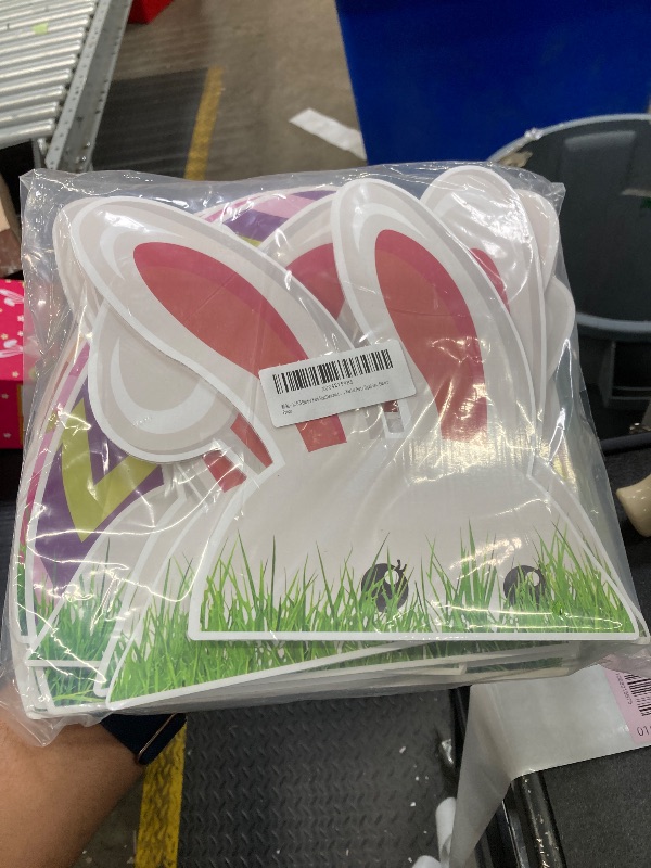 Photo 1 of 12 PCS Easter Yard Sign Decorations Outdoor, Easter Bunny Eggs Yard Signs with Stakes, Waterproof Easter Yard Lawn Decorations, Easter Party Supplies, Easter Props