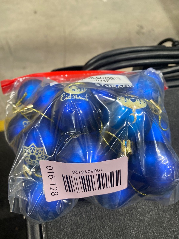 View 2 of **blue and gold**Bememo 24 Pcs Ramadan Ornaments for Tree Eid Al Adha Decoration 1.57 Inches Plastic Ramadan Hanging Ornaments Islamic Moon Star Bulbs Eid Decor for Holiday Tree Party Decorations(Blue and Gold)