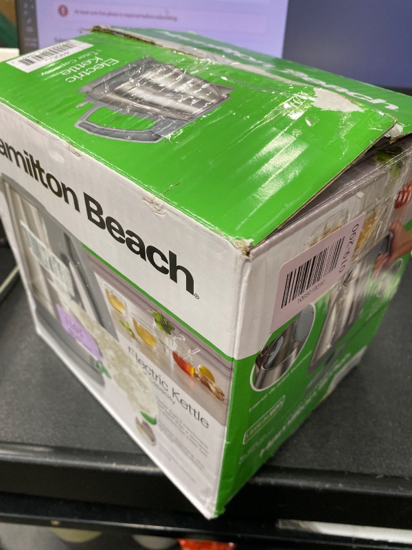 Photo 1 of ***DAMAGE -LID DON'T CLOSE*** Hamilton Beach 1 Liter Electric Kettle, Water Boiler & Heater, Fast 1500 Watts, BPA Free Interior, Cordless Serving, Auto-Shutoff and Boil-Dry Protection, Cord Wrap, Stainless Steel (41065)