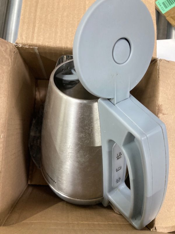 Photo 1 of ***DAMAGE -LID DON'T CLOSE*** Hamilton Beach 1 Liter Electric Kettle, Water Boiler & Heater, Fast 1500 Watts, BPA Free Interior, Cordless Serving, Auto-Shutoff and Boil-Dry Protection, Cord Wrap, Stainless Steel (41065)