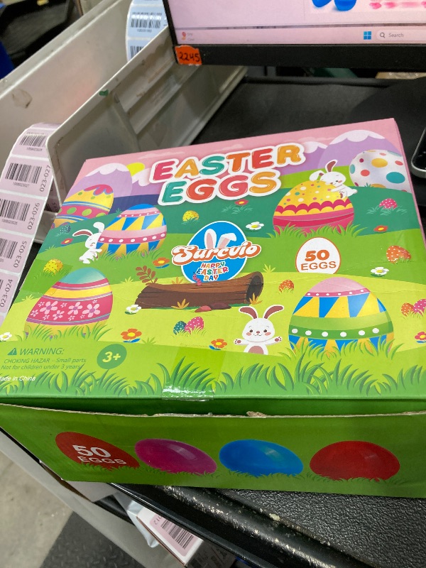 Photo 1 of [6 Surprise Golden Eggs] 50 Pack 3 Inch Large Easter Eggs, Empty Easter Eggs Fillable, Bright Colors Plastic Eggs Bulks for Easter Hunt, Easter Party Favor, Basket Stuffers Fillers