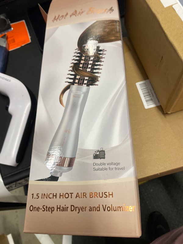 Photo 1 of 1.5 Inch Barrel (2.8’’ Plus Bristles) Dual Voltage(110~250V) Round Brush Blow Dryer, Hair Dryer Brush with European Plug Adapter, 4-in-1 Negative Ionic One Step Volumizer Dryer