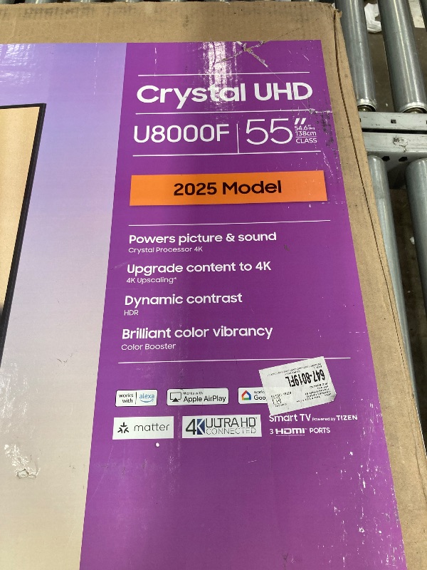 Photo 1 of ***************BROKEN - FOR PARTS ONLY. NO RETURNS
Samsung 55-Inch Class Crystal UHD U8000F 4K Smart TV (2025 Model) Endless Free Content, Crystal Processor 4K, MetalStream Design, Knox Security, Compatible with Alexa