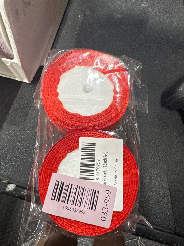 Photo 1 of 1 1/2 Inch Red Satin Ribbon,50 Yards Red Ribbon Solid Fabric Ribbon for Gift Wrapping Floral Bouquets Wedding Home Party Decoration 2 pack 