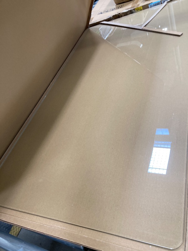 Photo 1 of [Tempered Glass] 30" x 55" Glass Chair Mat, 1/5" Thick Office Chair Mat for Carpet or Hardwood Floor, Heavy Duty Hard Chair Mats with Round Corner and Polished Edge, Carpeted Floor Protector