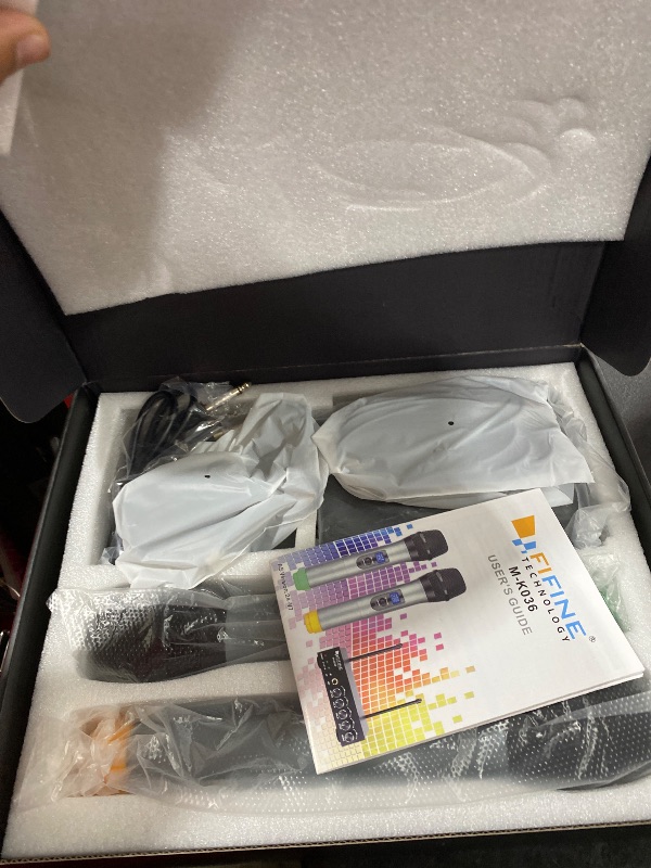 Photo 1 of FIFINE UHF Dual Channel Wireless Handheld Microphone, Easy-to-use Karaoke Wireless Microphone System-K036