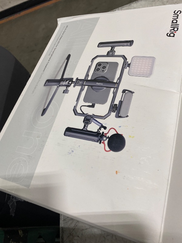 Photo 1 of SmallRig All-in-One Universal Quick Release Phone Video Rig Kit Pro, Phone Stabilizer Rig Kit with LED Light Microphone QR Tripod Dual Handles Power Bank Holder, for Creator & Live Streaming - 4704