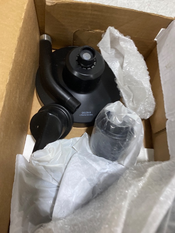 Photo 1 of Delta Nicoli 14 Series H2Okinetic Shower Faucet Set, Matte Black Shower Head and Handle Set, Valve Trim Kit, Matte Black 142749-BL (Shower Valve Included)