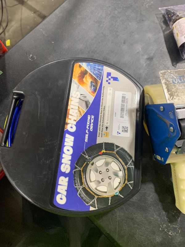 Photo 1 of Snow-Chains Auto Fixing 1 Min Quick Fit Easy Installation Tire-Chains, Portable Reusable Universal Emergency Tire Traction Chain for Passenger Car, Pickup Trucks and SUV - Set of 2