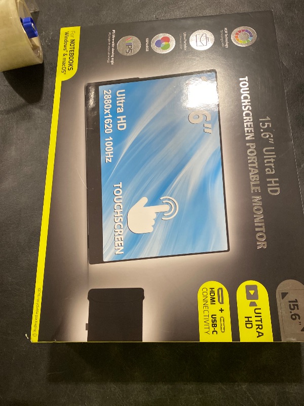 Photo 1 of IBW 2.8K 100Hz Portable Monitor Touchscreen, 15.6'' QHD 2880x1620 300 Nits 100% sRGB IPS Gaming Monitor w/VESA HDR FreeSync Eye Care USB-C HDMI External Second Screen for Laptop PC Phone Switch PS5