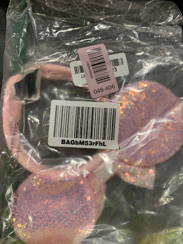 Photo 1 of WW-WONDERFULWORLD Unisex Mouse Ears Headbands With Bow & Sequins, for Cartoon Princess Costume Cosplay Decoration, Glitter Christmas Party for Women & Adult; FG1 (Soft Flannel Pink)