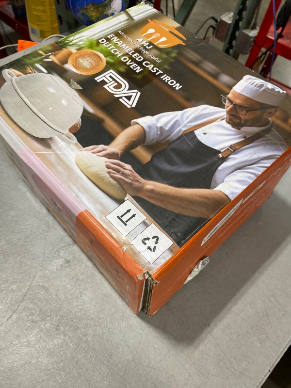 Photo 1 of AHJ 6QT Dutch Oven For Bread Baking, Enameled Cast Iron Dutch Oven Pot with Lid, Multi-Functional Bread pan, Sourdough Baking Supplies with Proofing Basket, Cast Iron Bread Oven, Silicone Sling & Gloves.