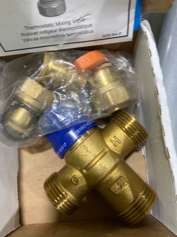 Photo 1 of Cash Acme 3/4 Inch HG110-D Thermostatic Mixing Valve with SharkBite Union Connections, Brass Plumbing Fitting, 24505