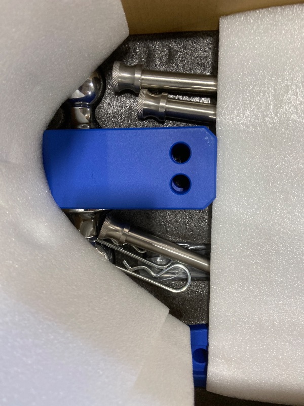 Photo 1 of METOWARE Adjustable Trailer Hitch for 2.5 Inch Receiver, 6" Drop/Rise Heavy Duty Aluminum Tow Hitch, 18,000 LBS GTW, Dual Ball (2" & 2-5/16"), Double Stainless Steel Locks & Hitch Pin (Blue)