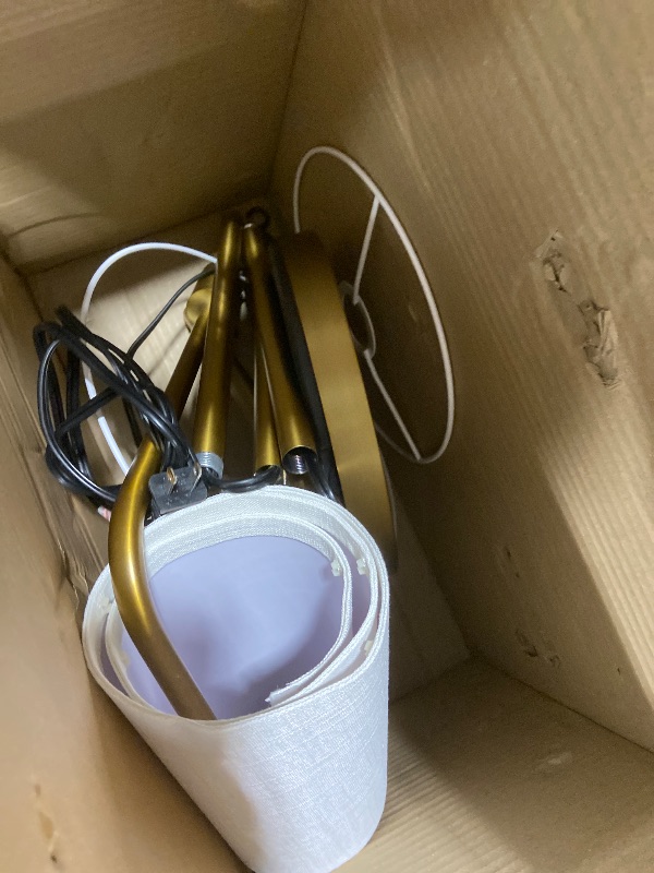 Photo 1 of ?Upgraded? Dimmable Floor Lamp, 1000 Lumens LED Edison Bulb Included, Arc Floor Lamps for Living Room Modern Standing Lamp with Shade, Tall Lamps for Living Room Bedroom Office Dining Room - Gold