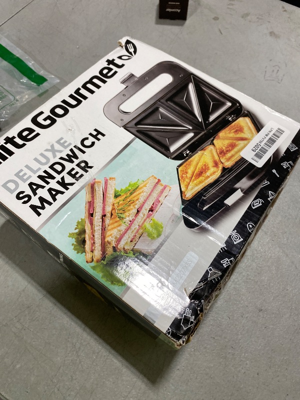 Photo 1 of Elite Gourmet ESM2207XSS Sandwich Panini Maker Grilled Cheese, Machine Tuna Melt Omelets Non-stick Cooking Surface, 2 Slice, 750 Watts, Stainless Steel