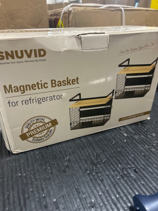 Photo 1 of [WIDER SHELF] 2 SET Strong Magnetic Shelf Basket for Fridge with Tag & Bamboo Top, XXL Large Magnetic Spice Rack Shelves for Side of Refrigerator, Kitchen Pantry Storage Organizer for Food Fruit Veg