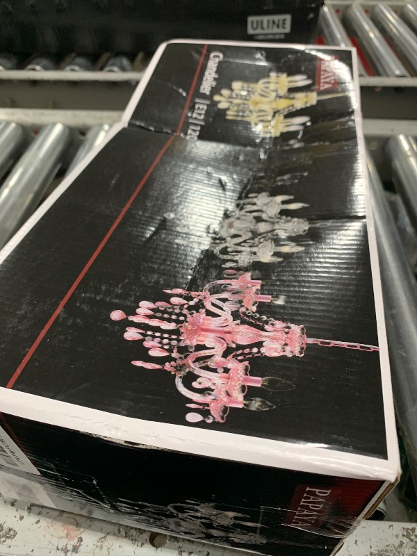 Photo 1 of PAPAYA Plug-in 5 Light Crystal Hanging Pendant Lights Acrylic Chandelier with Clear Cord & On/Off Switch H19 D19.7 for Kitchen Island Girls' Room Dining Area Laundry Pavilion.