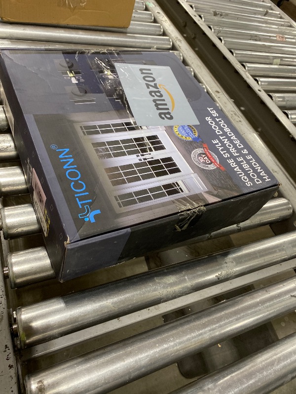 Photo 1 of TICONN Double Front Door Handle Set, Heavy Duty Square Door Lever and Single Cylinder Deadbolt Combo for Side by Side Entrance Exterior Doors (Matte Black)