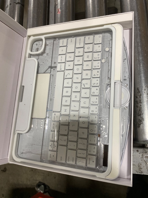 Photo 1 of SIBEITU Clear Wireless Keyboard Case for iPad Air 11-inch (M3 2025/M2 2024) & iPad Pro 11-inch 4th 3rd 2nd 1st Gen, 7-Color Backlit with Multi-Touch Trackpad for 10.9" iPad Air 4th/5th Gen, White