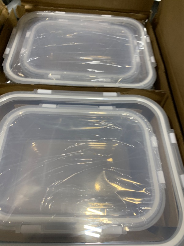 Photo 1 of [80 oz & 36 oz]Extra Large Glass Food Storage/Baking Containers Set with Lids, 2 Pack 80 oz(10 cup)&2 Pack 36 oz (4.5 cup)Airtight Glass Container,Microwave,Oven,Freezer and Dishwasher, White