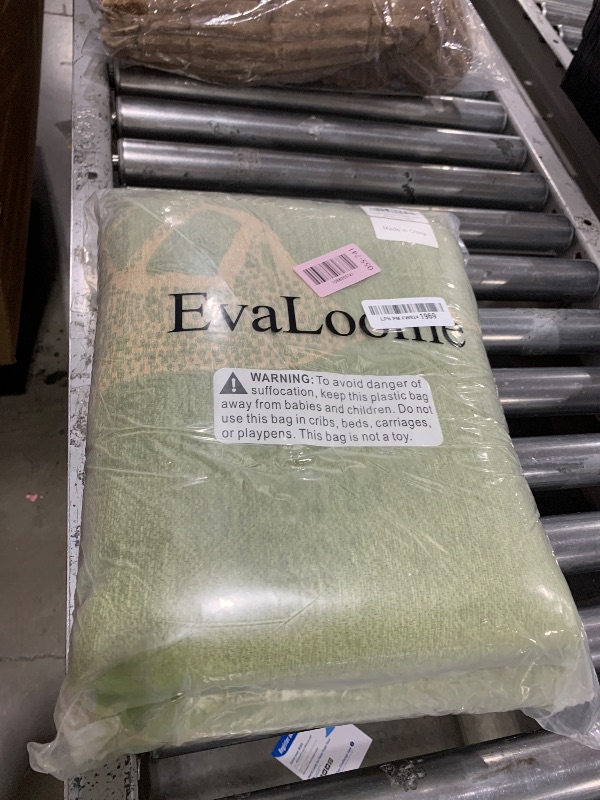 Photo 1 of EvaLoome Chenille Sofa Cover with Tassels, Non-Slip Couch Cover for 3/4 Seat Sofas, Washable Furniture Protector for Pets & Kids, Modern Leopard Pattern Chenille Blanket (Green, 71"x165")