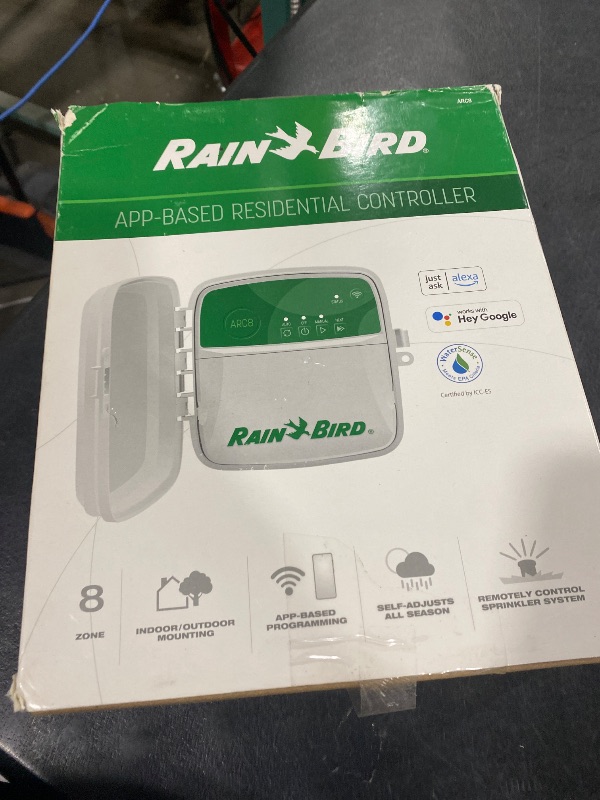 Photo 1 of Rain Bird ARC8 App-Based Indoor/Outdoor Smart WiFi Irrigation Sprinkler Timer/Controller, 8-Zone/Station, EPA WaterSense Certified, Compatible with Alexa, Indoor/Outdoor 8-Station