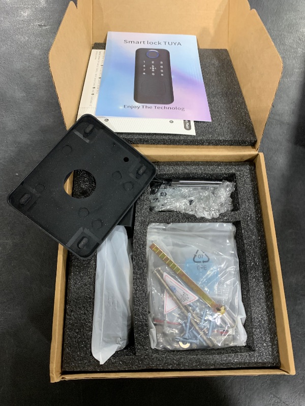 Photo 1 of Smart Gate Lock, Electronic Gate Locks for Outdoor Fence, Keyless Smart Rim Lock, Electric Sided Keypad Locks with App Control, IC Card, Keys Touchscreen Perfect for Fence and Outdoor (Black)