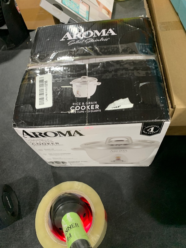 Photo 1 of AROMA® Select Stainless® Rice Cooker, 3-Cup (Uncooked) / 6-Cup (Cooked), Stainless Steel Inner Pot, Small Rice Cooker, Auto Keep Warm, 1.2 Qt, White, ARC-753SG