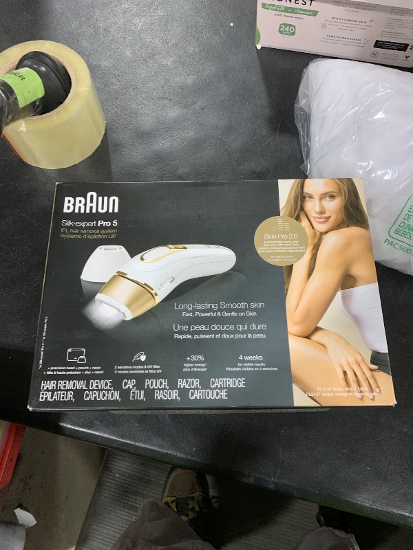 Photo 1 of **USED, INCOMPLETE** Braun IPL, Silk·Expert Pro 5, IPL Hair Removal for Women and Men, Permanent Laser Hair Reduction At-Home, 2 Heads, Pouch, IPL5137