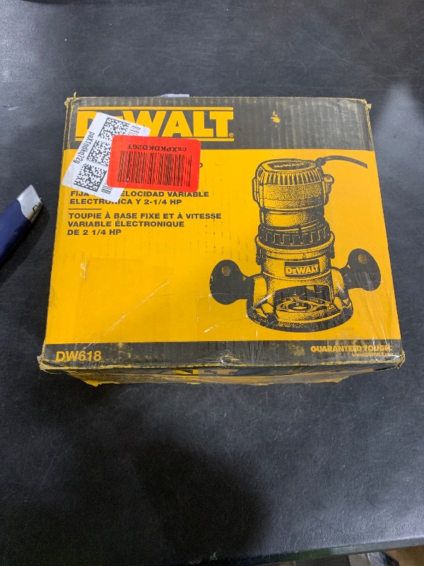 Photo 1 of DEWALT Router, Fixed Base, 12-Amp, 24,000 RPM Variable Speed Trigger, 2-1/4HP, Corded (DW618)