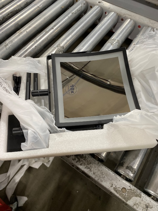 Photo 1 of Ruacq Rechargeable Wall Mounted Makeup Mirror with Lights, Double Sided 1X/10X Magnifying Vanity Mirror with 3 Color Lighting, Touch Screen Dimmable, 360° Rotation Extension Foldable Arm(Matte Black)