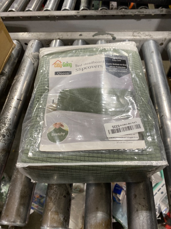 Photo 1 of Easy-Going Stretch Bed Headboard Cover,Small Square Jacquard Headboard Slipcover, Dustproof Bed Head Cover for Bedroom (Queen,Greyish Green)