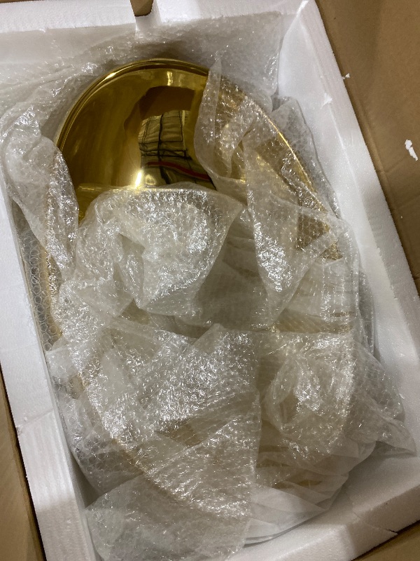 Photo 1 of KECTIAKL 23 Inch Bathroom Vessel Sink with Waterfall Faucet and Pop-Up Drain Combo,Gold Ceramic Sink Bowl Modern Vessel Sink Above Counter Oval Bathroom Sink Basin