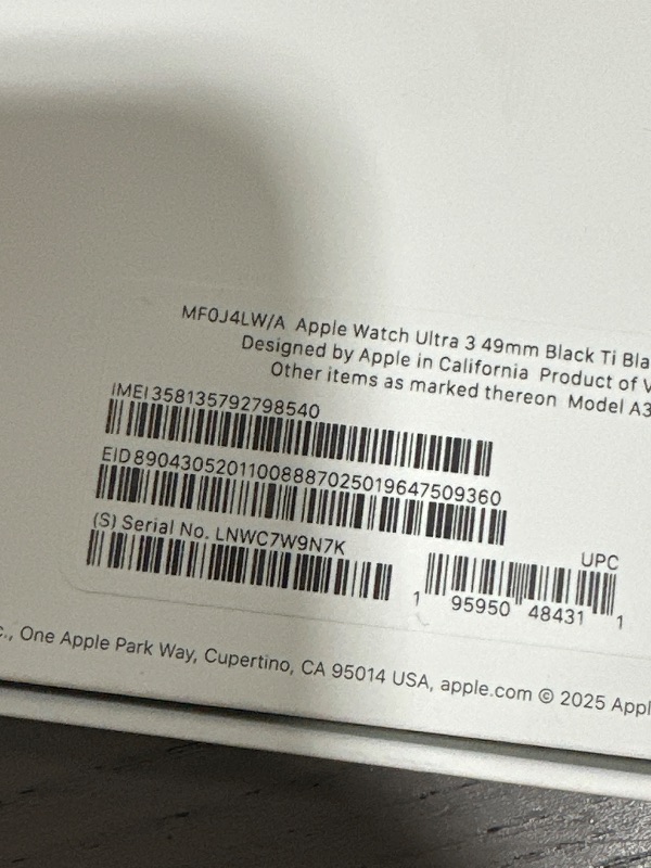 Photo 1 of Apple Watch Ultra 3(GPS+Cellular)49mmTitanium Case with Black Ocean Band - Black - (2025)