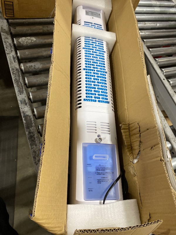 Photo 1 of MYICY Evaporative Air Cooler, 35" Windowless Air Conditioner Portable, 3 Speeds, 1.2L Water Tank, 3 Ice Packs, 20ft Remote, 7H Timer, No Hose No Window Needed,70° Oscillating Portable AC Unit for Room