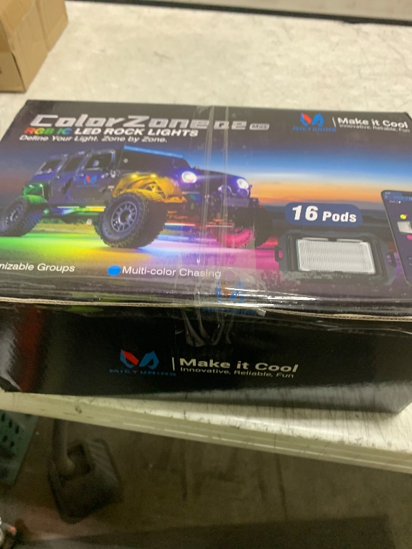 Photo 1 of MICTUNING Q2 MAX RGB+IC Rock Lights - 16 Pods Multi-Color Zone Chasing Ultra-Bright Underglow Neon Kit, Individual Group Programming, APP Music Sync & DIY Effects, IP68 Waterproof