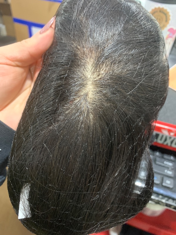 Photo 1 of igennki Real Human Hair Topper Pieces Hand Tied Mid Length for Women Thinning Hair,Hair Loss BHADS710 812 914 (BL Natural Black, Dimension:3.5"×5.5"(9cm×14cm), Double Mono Top Hand-tied)