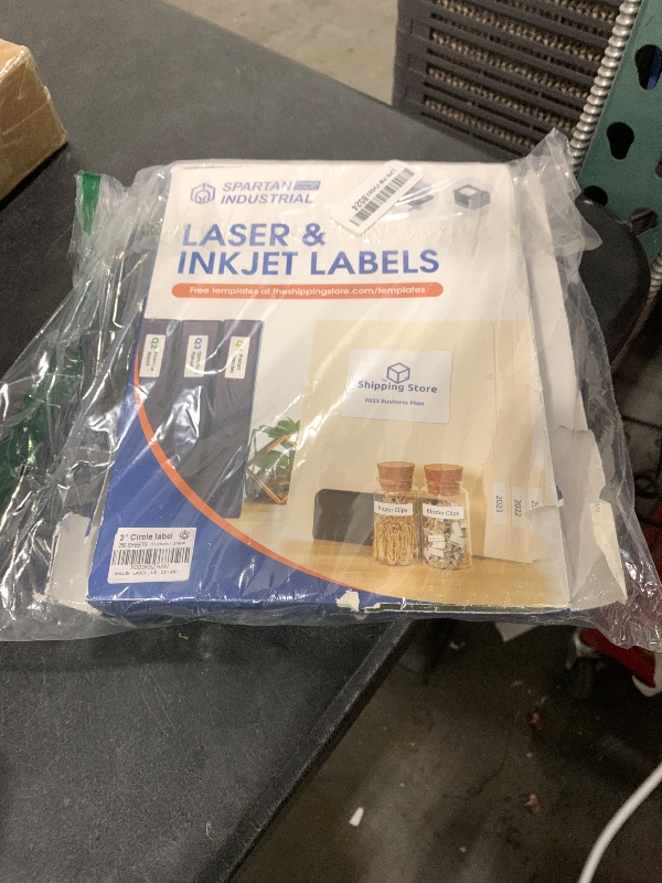 Photo 1 of 3" Printable Round Labels for Laser and Inkjet Printers - 1500 Blank Labels, 250 Sheets for Business Logos, Thank You Stickers, Price Tags, QR Codes - Spartan Industrial Template C006