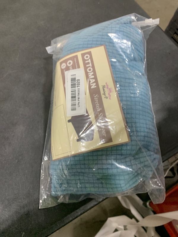 Photo 1 of Flamingo P 1 Piece Stretch Ottoman Cover Folding Storage Stool Furniture Protector Soft Rectangle Slipcover with Elastic Bottom Ottoman Cover Extra Large (Large, Dusty Blue)