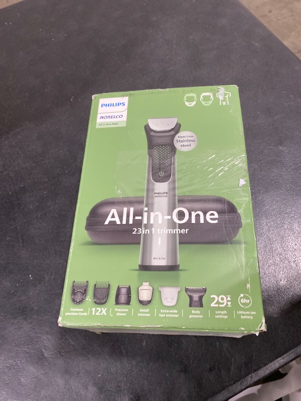 Photo 1 of Norelco Philips All-in-One 9000 Series 23-Piece Trimmer - Electric Shaver and Clipper for Face, Beard, Head & Body, Self-Sharpening Full Metal Blades, 29 Length Settings (0.5-16 mm), MG9575/49