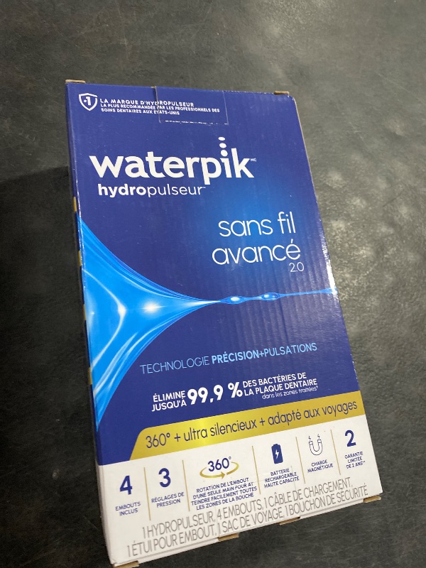 Photo 1 of Waterpik Cordless Advanced 2.0 Water Flosser For Teeth, Gums, Braces, Dental Care With Travel Bag and 4 Tips, ADA Accepted, Rechargeable, Portable, and Waterproof, White WP-580, Packaging May Vary