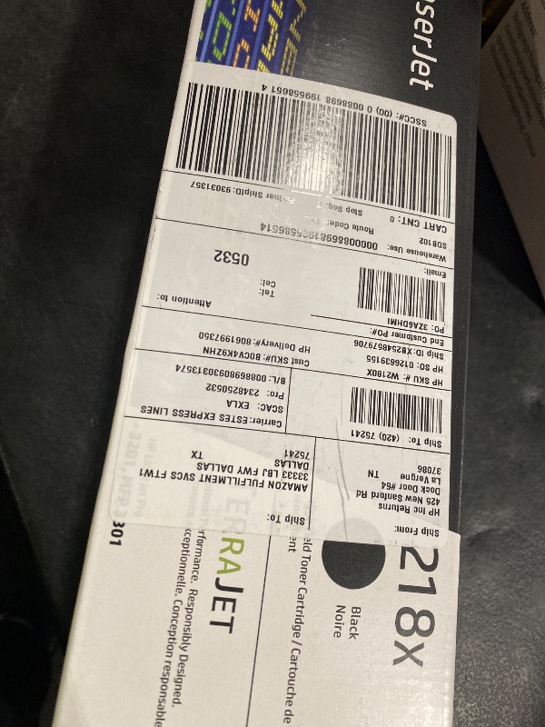 Photo 1 of HP 218X Black High-Yield Toner Cartridge | Works with Color LaserJet Pro 3201, MFP 3301 Series | W2180X