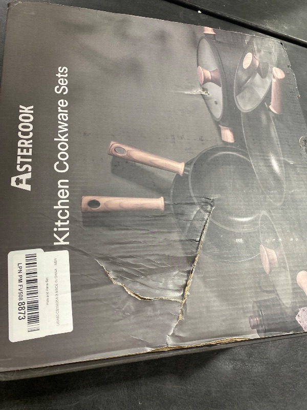 Photo 1 of Astercook Non Stick Pots and Pans Set, Healthy Non-Toxic Titanium Induction Kitchen Cookware Sets for Cooking with Frying Pans, PFAS/PTFE/PFOA & PFOS Free, Black, 19 Pcs