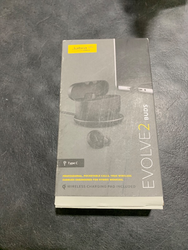 Photo 1 of Jabra Evolve2 True Wireless Bluetooth Earbuds with Wireless Charging Pad - Active Noise Cancellation, MultiSensor Voice Technology - Certified to Work with Your Virtual Meeting Apps - Black