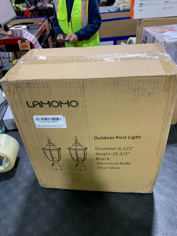 Photo 1 of Lamomo Outdoor Post Lights, 2 Packs Dusk to Dawn Lamp Post Light Fixture, Waterproof Aluminum Lamp Posts Outdoor Lighting Pole Lantern for Yard Patio Pathway Garden