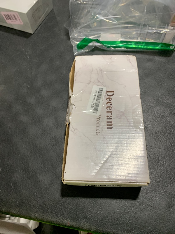 Photo 1 of 2 Pcs Water Absorbing Stone Drying Trays for Bathroom Sink Kitchen Counter Soap Dish Dispenser Sponge Holder White Ceramic Bathroom Vanity Quick Dry Stone Mat for Kitchen Sink Marble Diatomite Tray