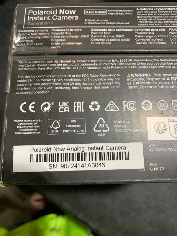 Photo 1 of Polaroid Now 2nd Generation I-Type Instant Film Camera - Black & White (9072)