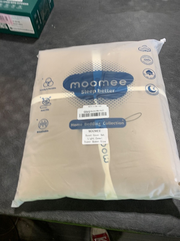 Photo 1 of MooMee Bedding Duvet Cover Set 100% Washed Cotton Linen Like Textured Breathable Durable Soft Comfy (Solid Light Camel, Super Queen 90"x98")