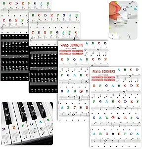 Photo 1 of 1 Pcs Removable Piano Keyboard Stickers for 88/61/54/49 Keys, Colorful Piano Keyboard Notes Labels Piano Key Stickers for Beginners, Eye-catching Keyboard Letters